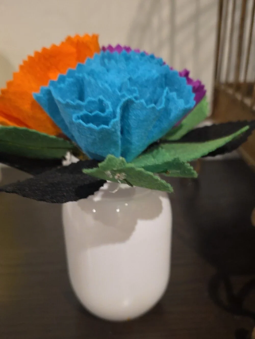 Day of the Dead Sugar Skull Mason Jar Vase with Felt Flowers